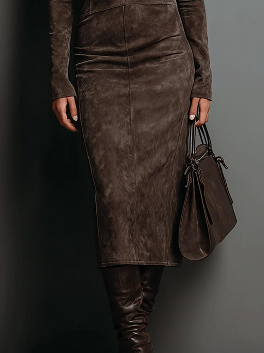 Odile – Robe Midi à Col Montant