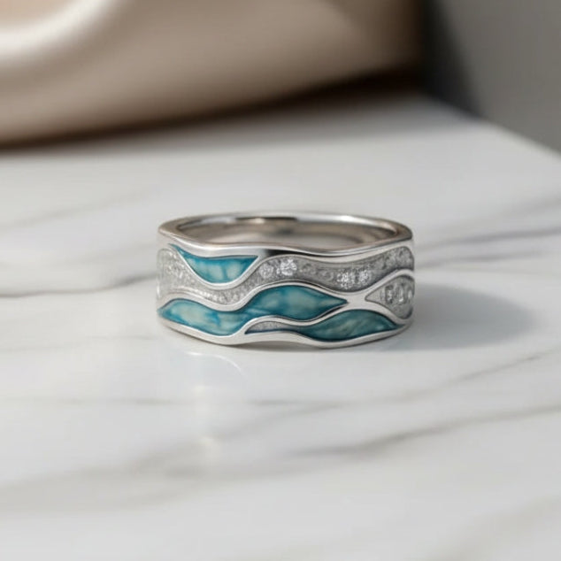 Bague Ondes turquoise en argent – photo 4/4
