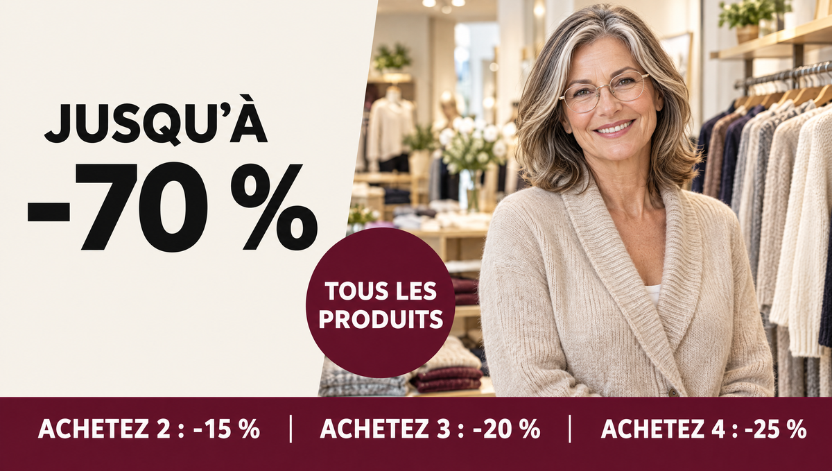 Jusqu'à -70 % sur tous les produits GabrielPetit : -15 % dès 2 articles, -20 % dès 3, -25 % dès 4