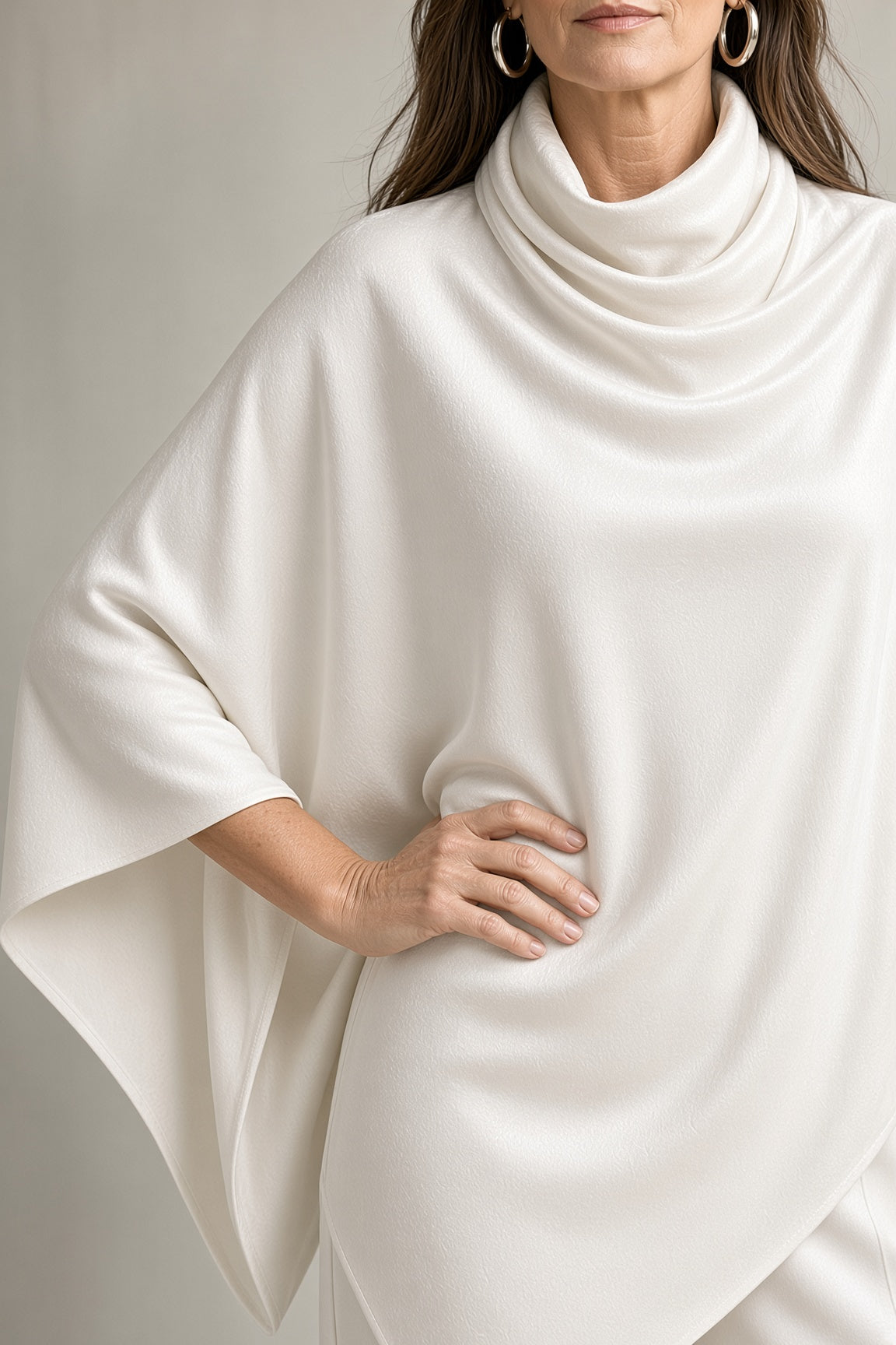 Michèle – Ensemble Poncho Drapé et Pantalon Large
