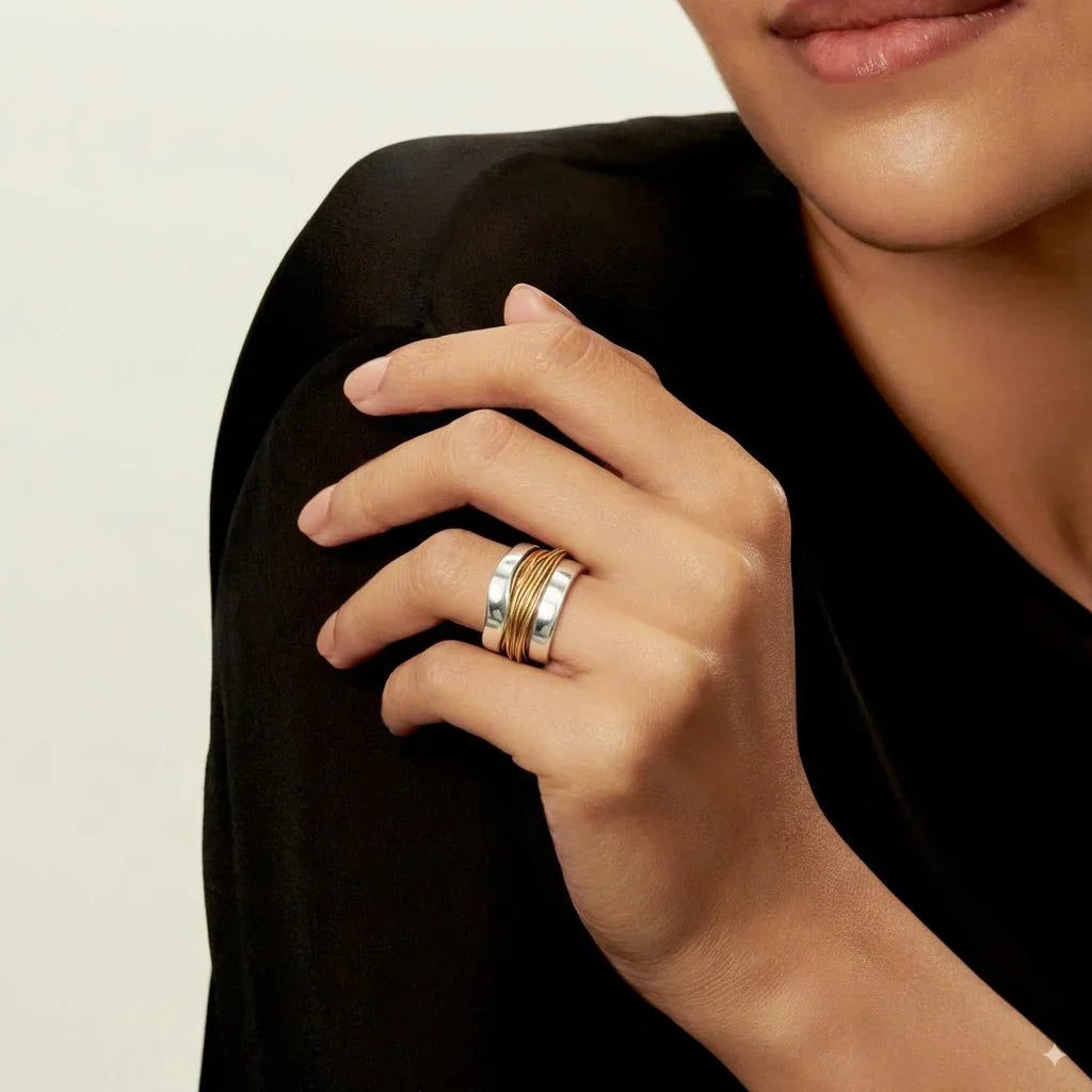 Bague en argent avec un fil doré – photo 2/2