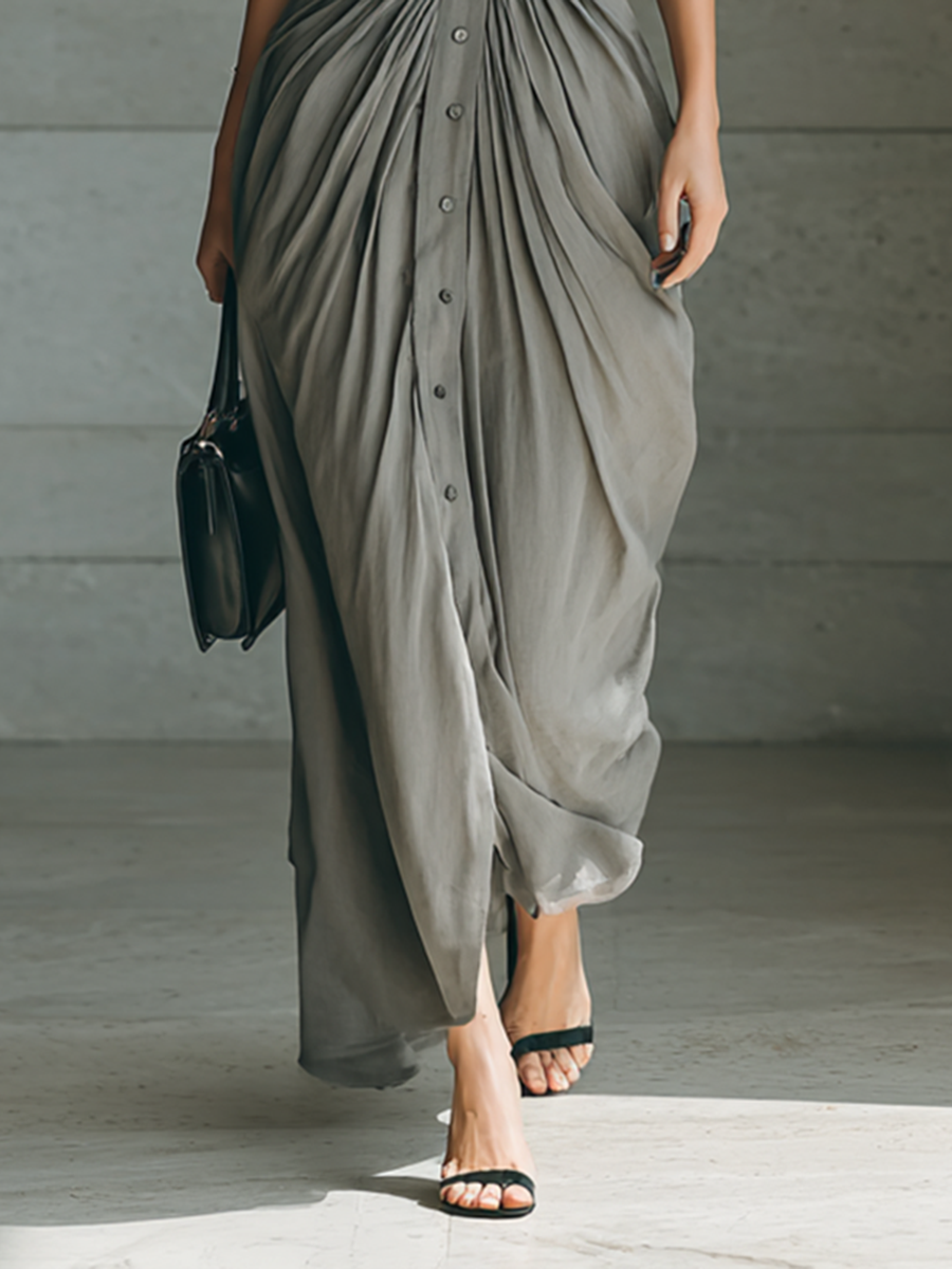 Nathalie – Robe Longue Plissée