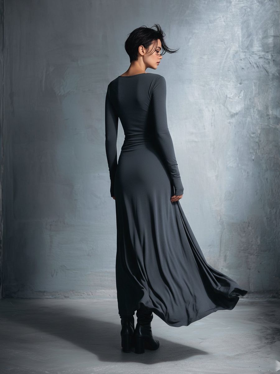 Geneviève – Robe Maxi Portefeuille à Nœud en Soie