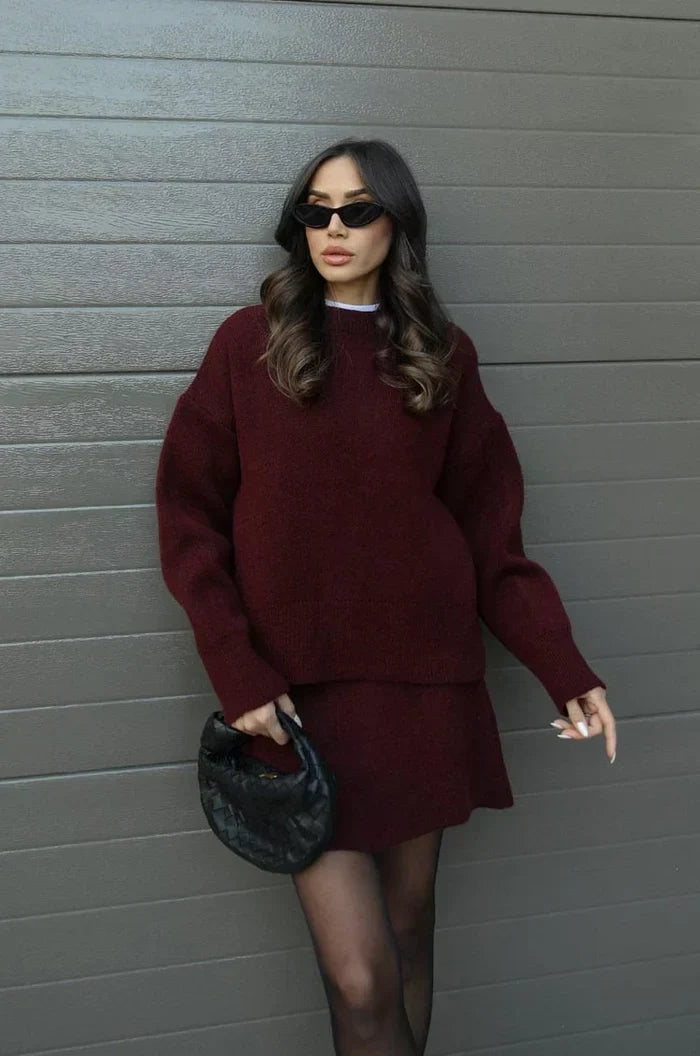 Brigitte | Ensemble Jupe et Pull en Maille Douce