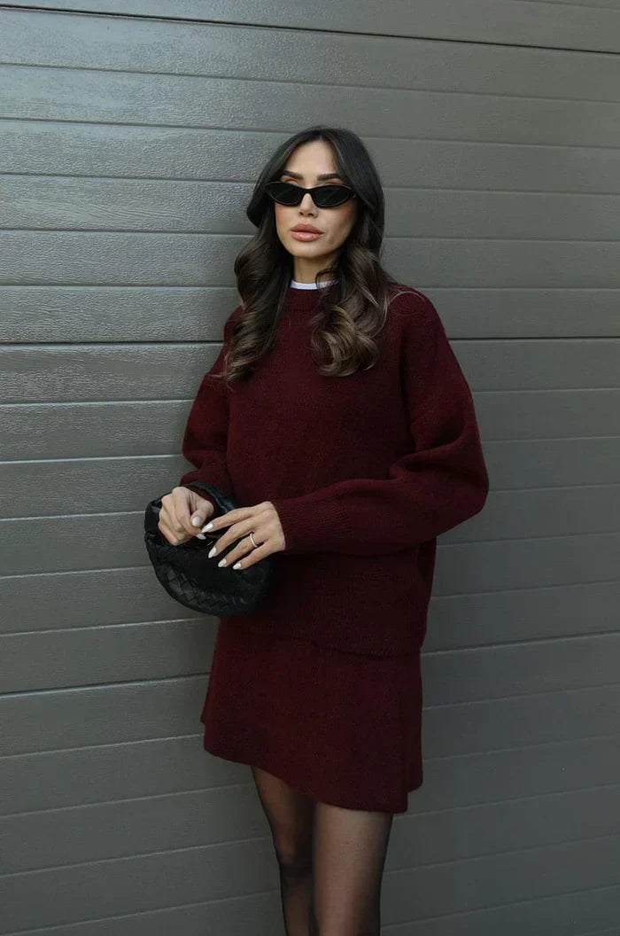 Brigitte | Ensemble Jupe et Pull en Maille Douce