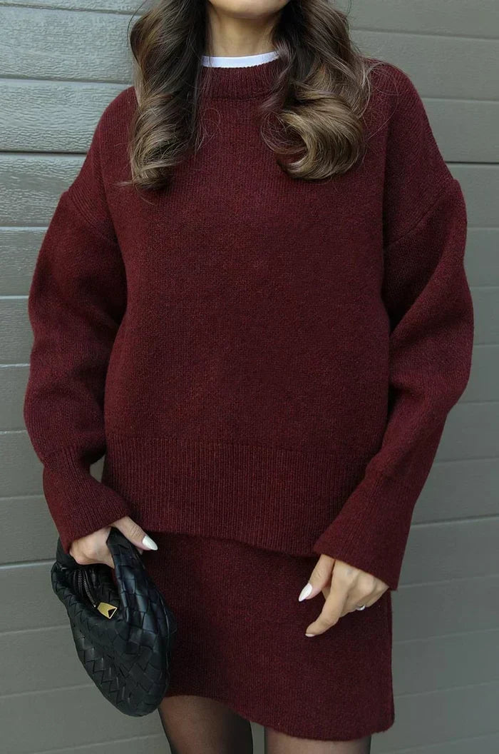 Brigitte | Ensemble Jupe et Pull en Maille Douce