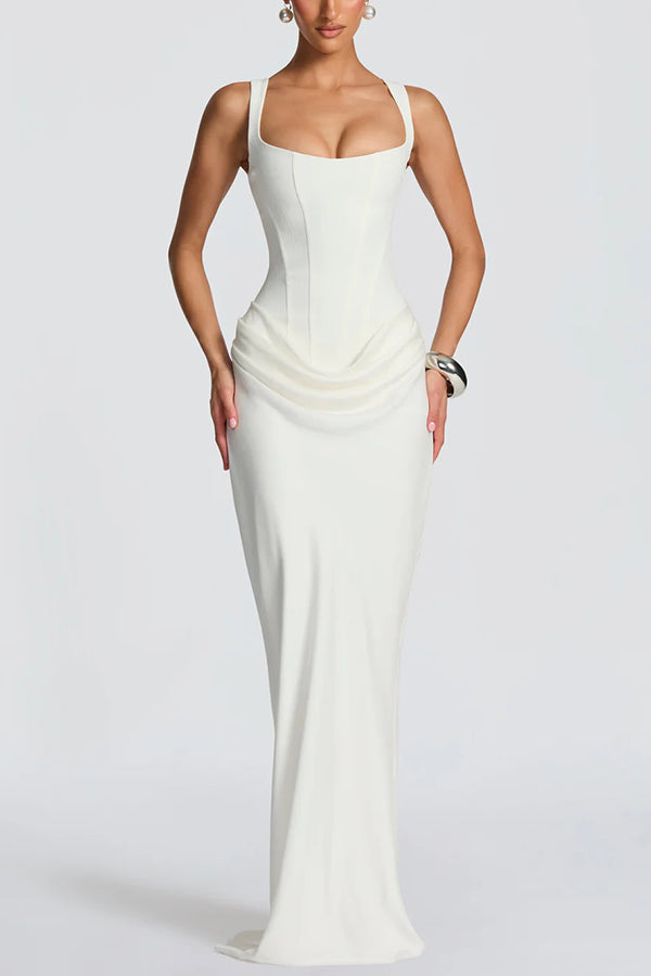 Christine – Robe Maxi à Col Carré