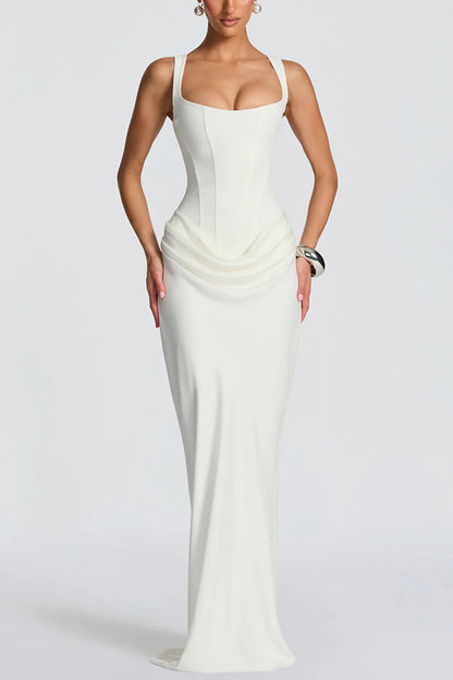 Christine – Robe Maxi à Col Carré
