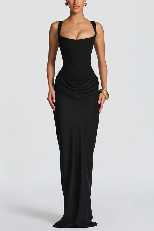 Christine – Robe Maxi à Col Carré