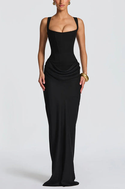 Christine – Robe Maxi à Col Carré