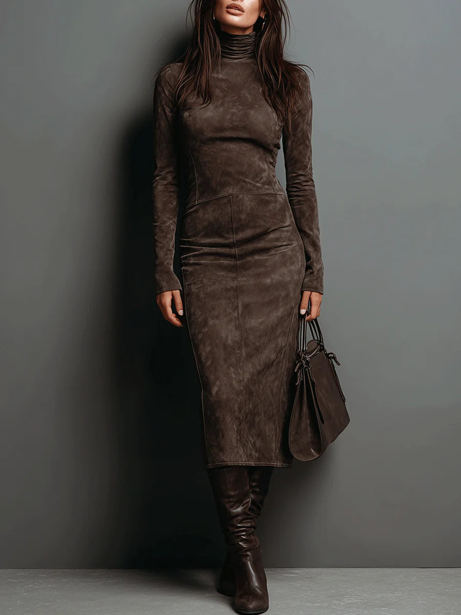 Odile – Robe Midi à Col Montant