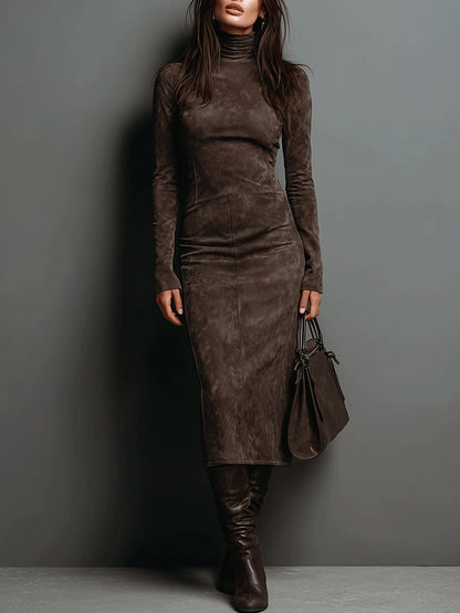 Odile – Robe Midi à Col Montant