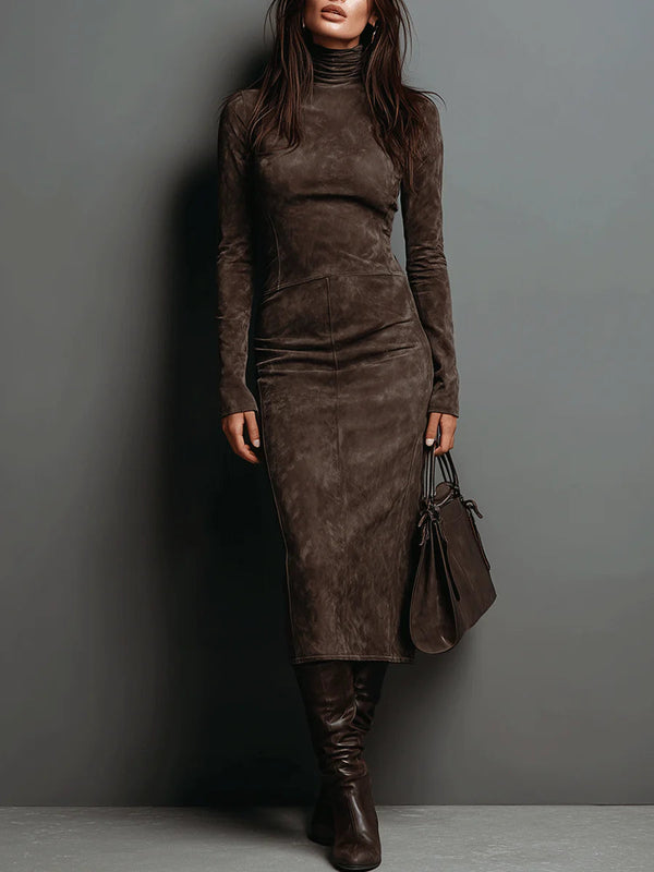 Odile – Robe Midi à Col Montant