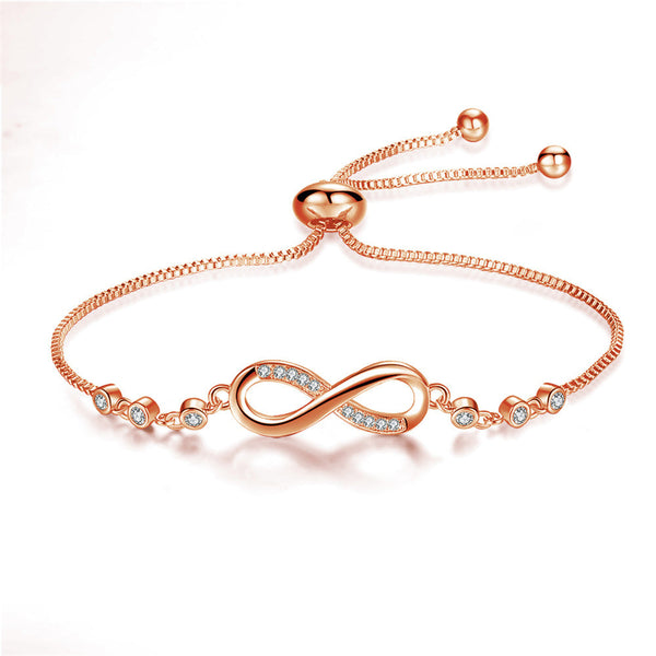 Bracelet ajustable en or rose, symbole de l'infini – photo 1/4