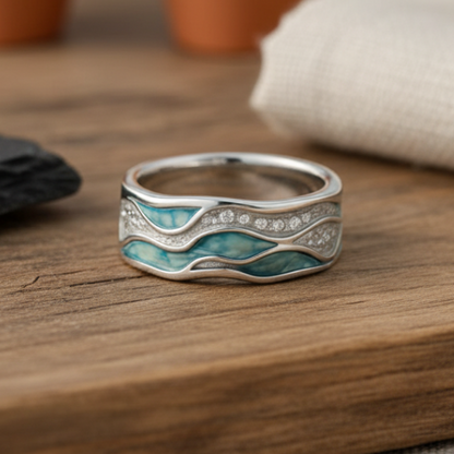 Bague Ondes turquoise en argent – photo 3/4