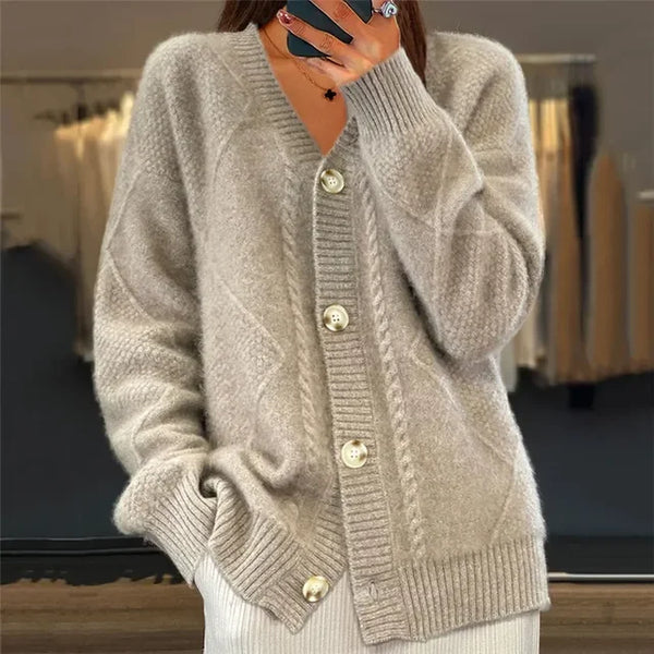 Lena | Cardigan doux à boutons en pur cachemire