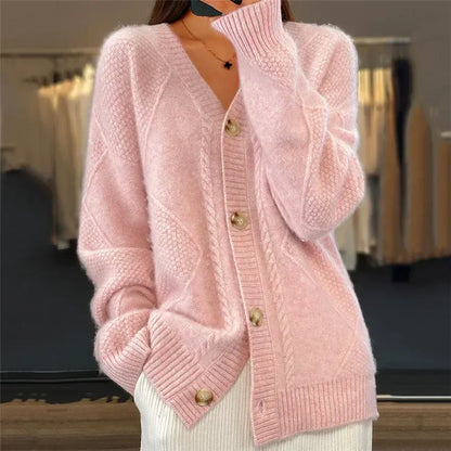 Lena | Cardigan doux à boutons en pur cachemire