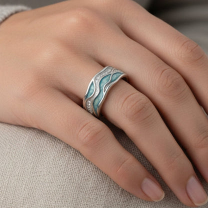 Bague Ondes turquoise en argent – photo 2/4