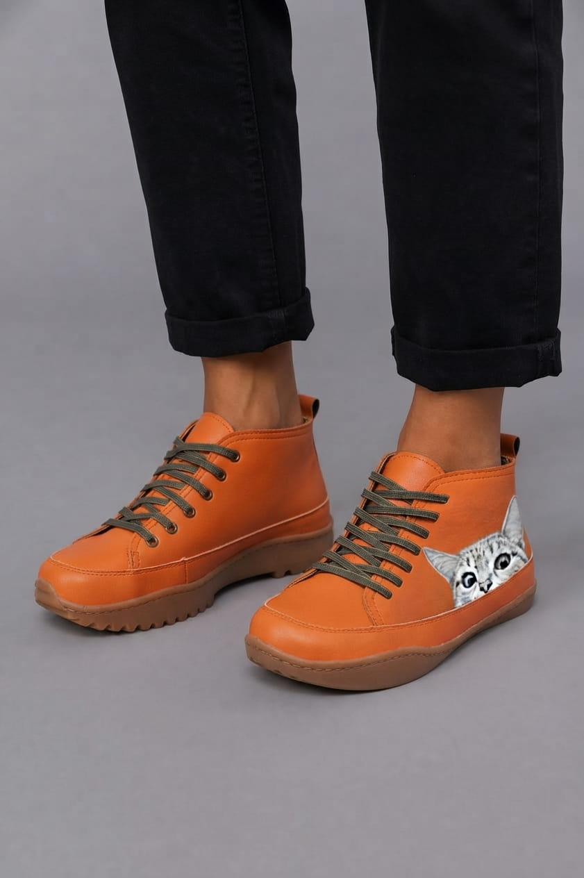 Suzette | Bottines en cuir motif félin – photo 1