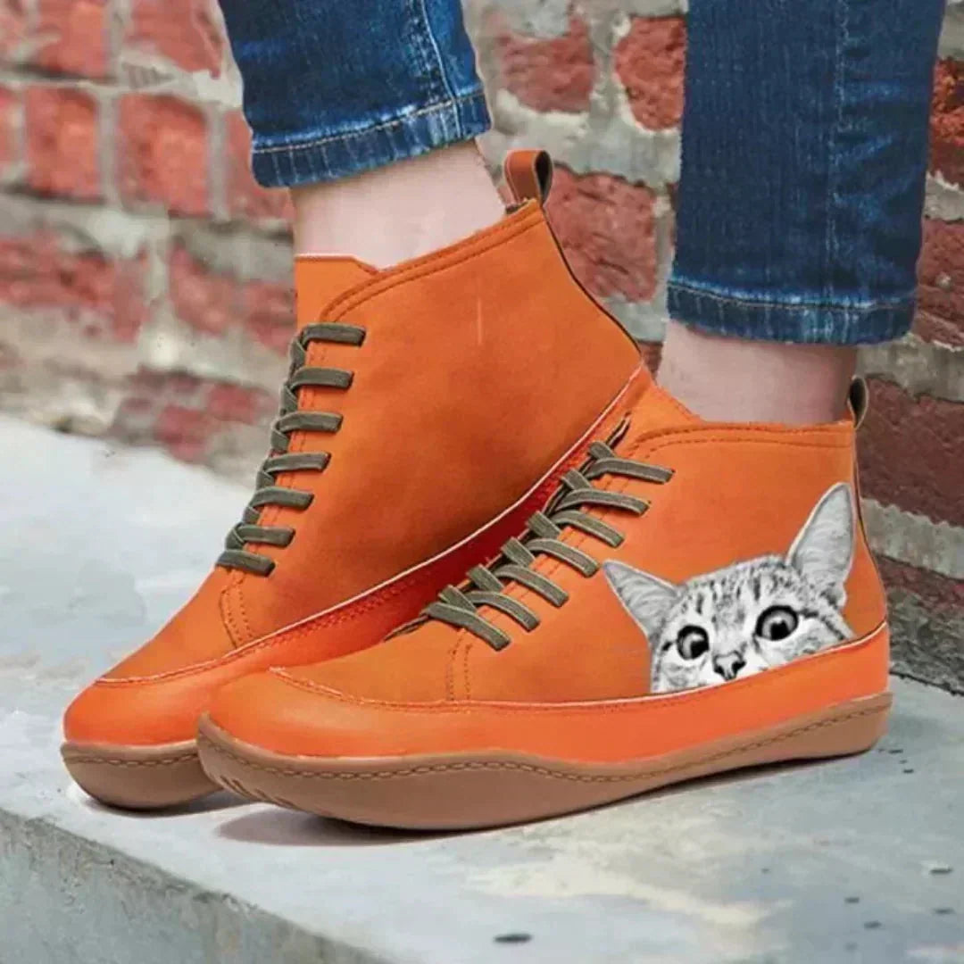 Suzette | Bottines en cuir motif félin – photo 3