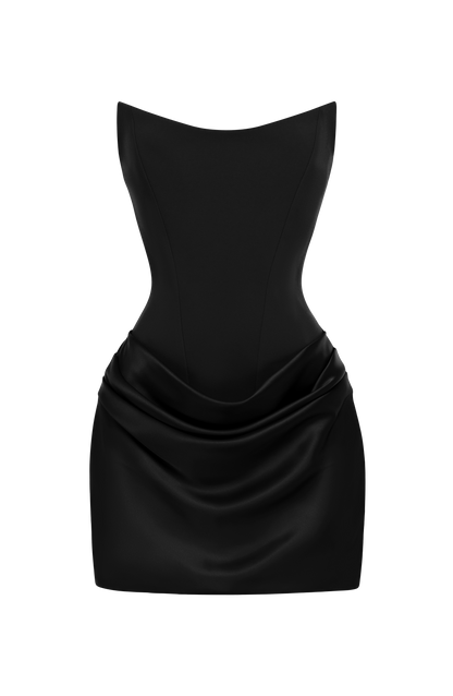Maggie | Mini Robe Bustier Corset en Crêpe et Satin