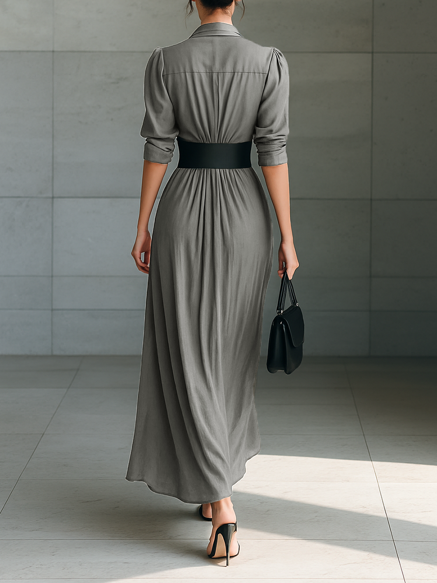 Nathalie – Robe Longue Plissée
