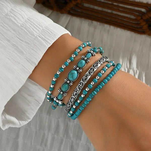Ensemble de bracelets bohèmes avec perles turquoise – photo 1/5