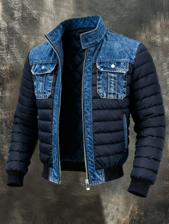 Manon, veste hybride en denim matelassé pour homme, vue principale