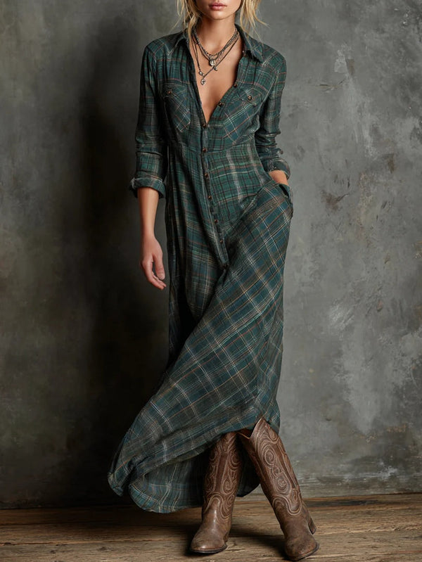 Isabelle – Robe Longue à Carreaux