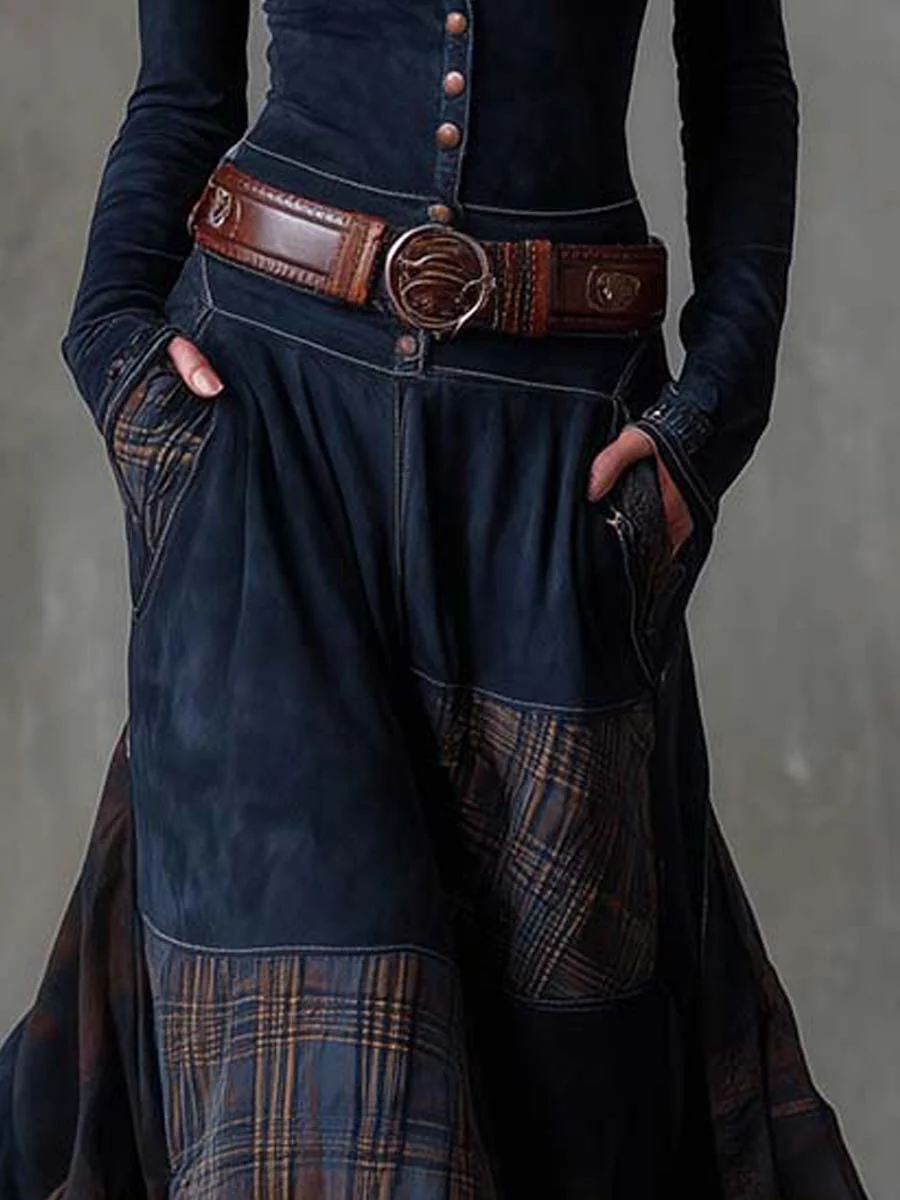 Dominique – Robe Maxi Effet Daim avec Ceinture