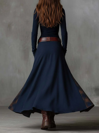 Dominique – Robe Maxi Effet Daim avec Ceinture