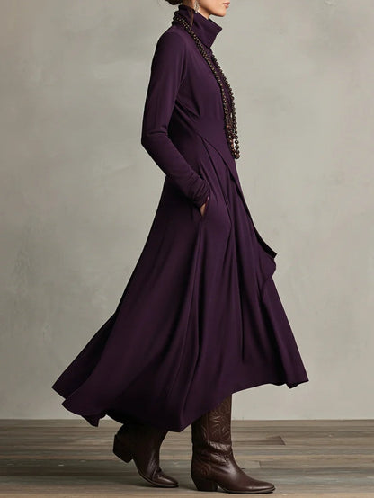 Véronique – Robe Maxi Asymétrique à Col Montant
