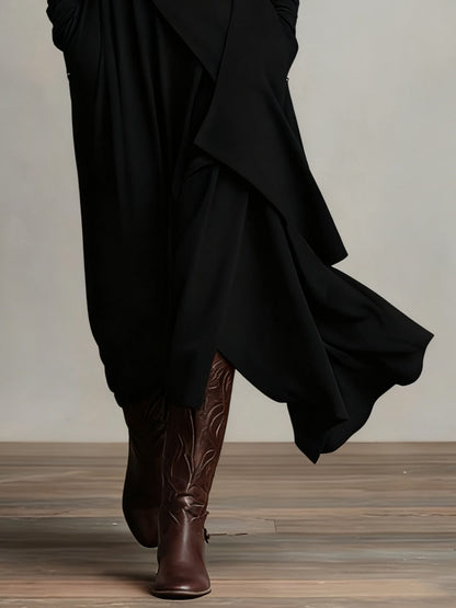 Véronique – Robe Maxi Asymétrique à Col Montant