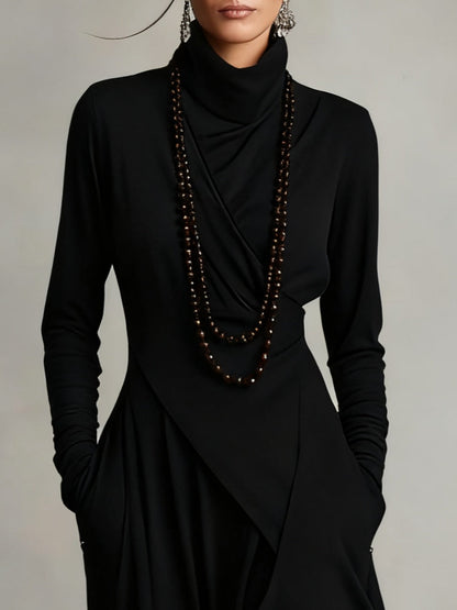 Véronique – Robe Maxi Asymétrique à Col Montant