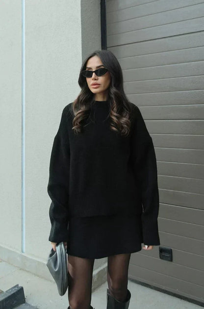Brigitte | Ensemble Jupe et Pull en Maille Douce