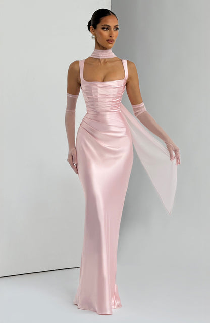 Robe longue Calanthe - Rose poudré
