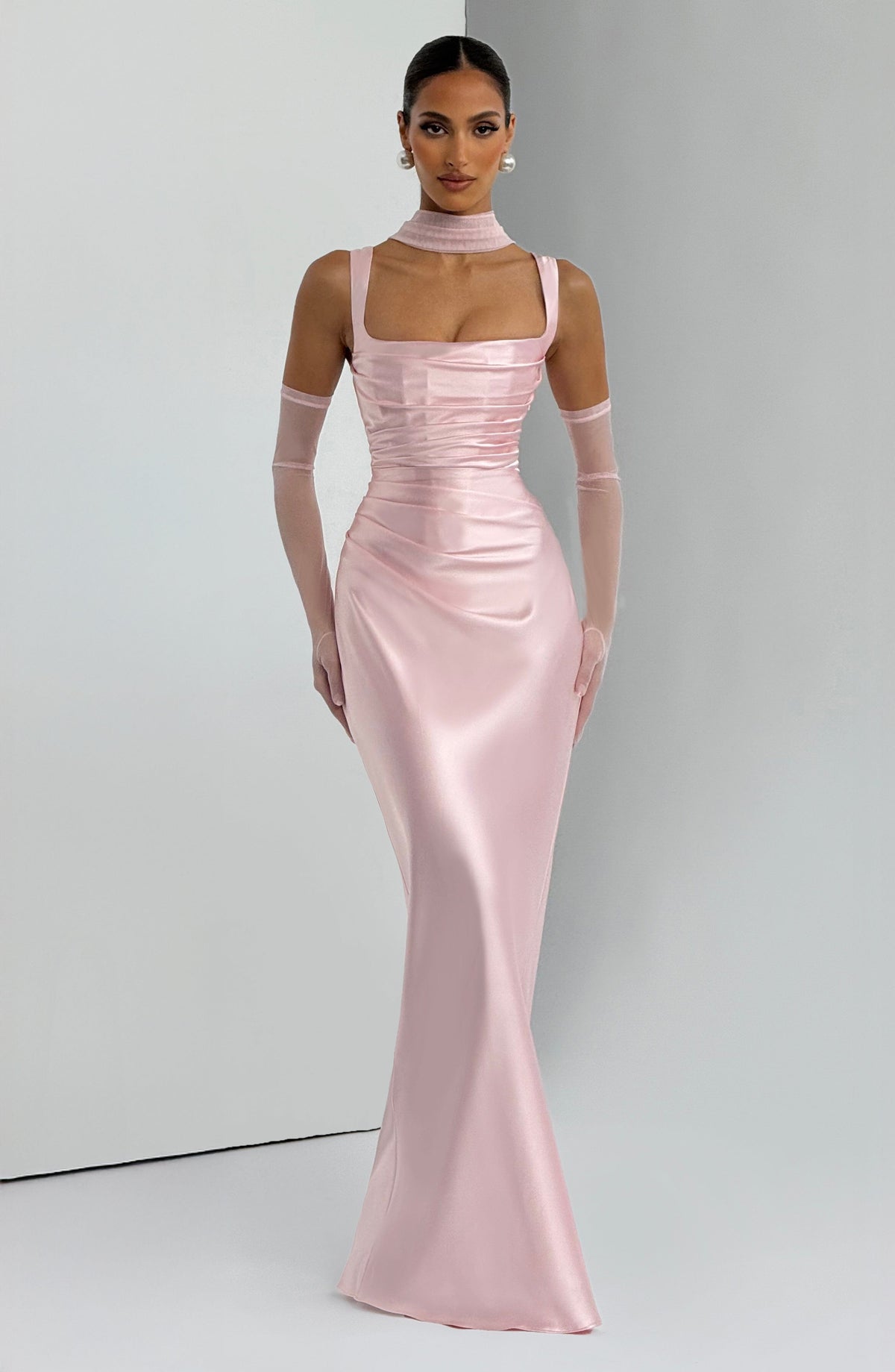 Robe longue Calanthe - Rose poudré