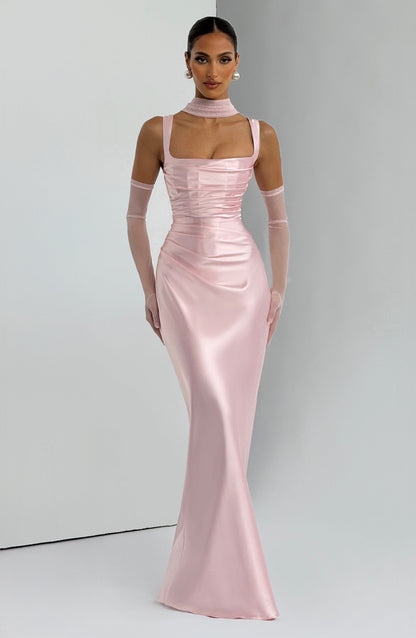 Robe longue Calanthe - Rose poudré
