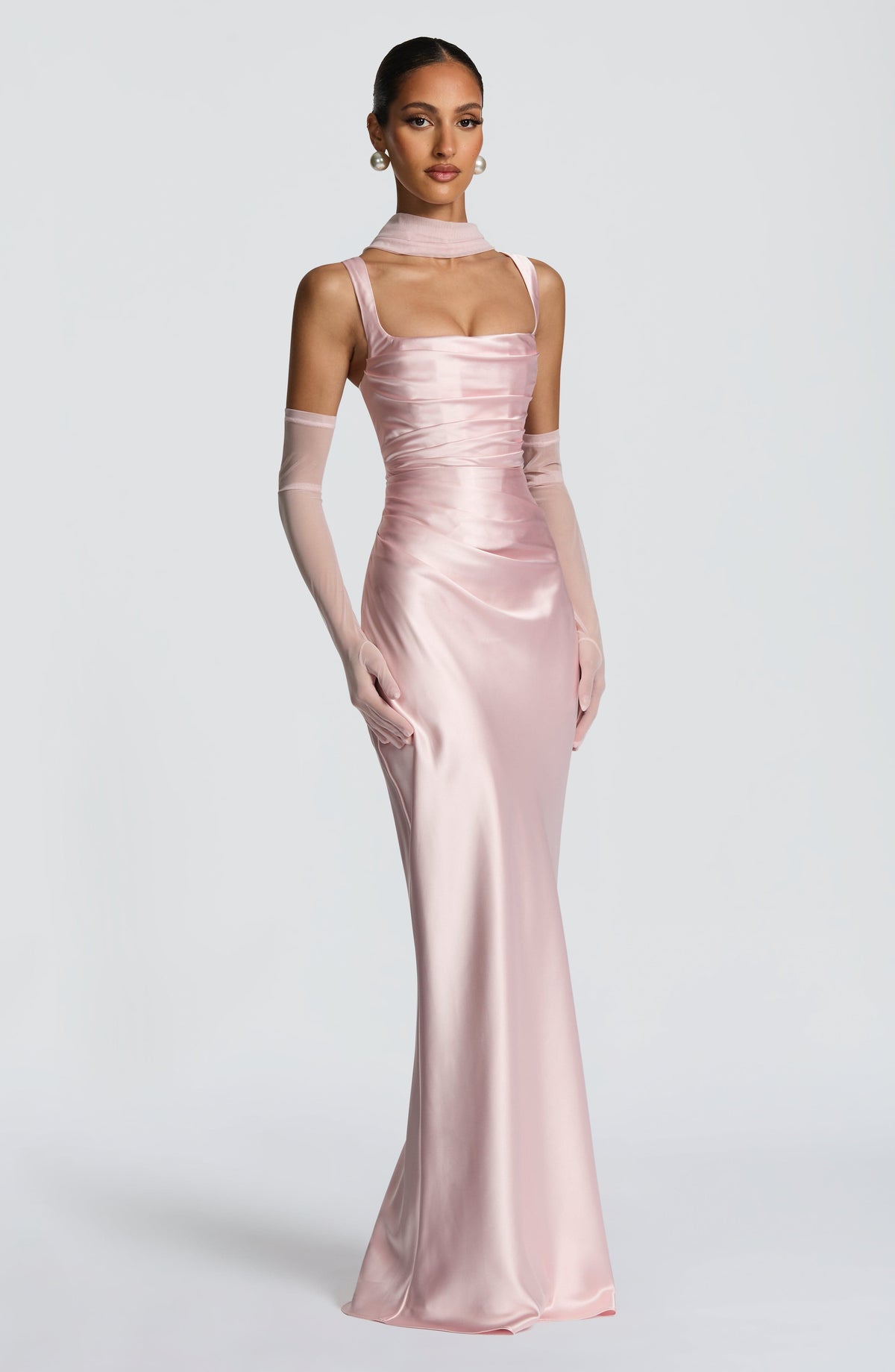 Robe longue Calanthe - Rose poudré