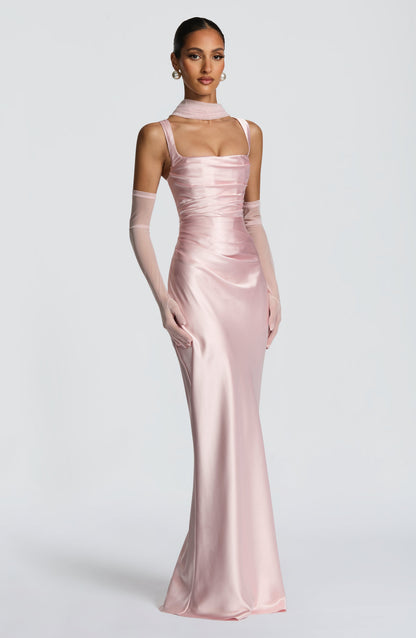 Robe longue Calanthe - Rose poudré