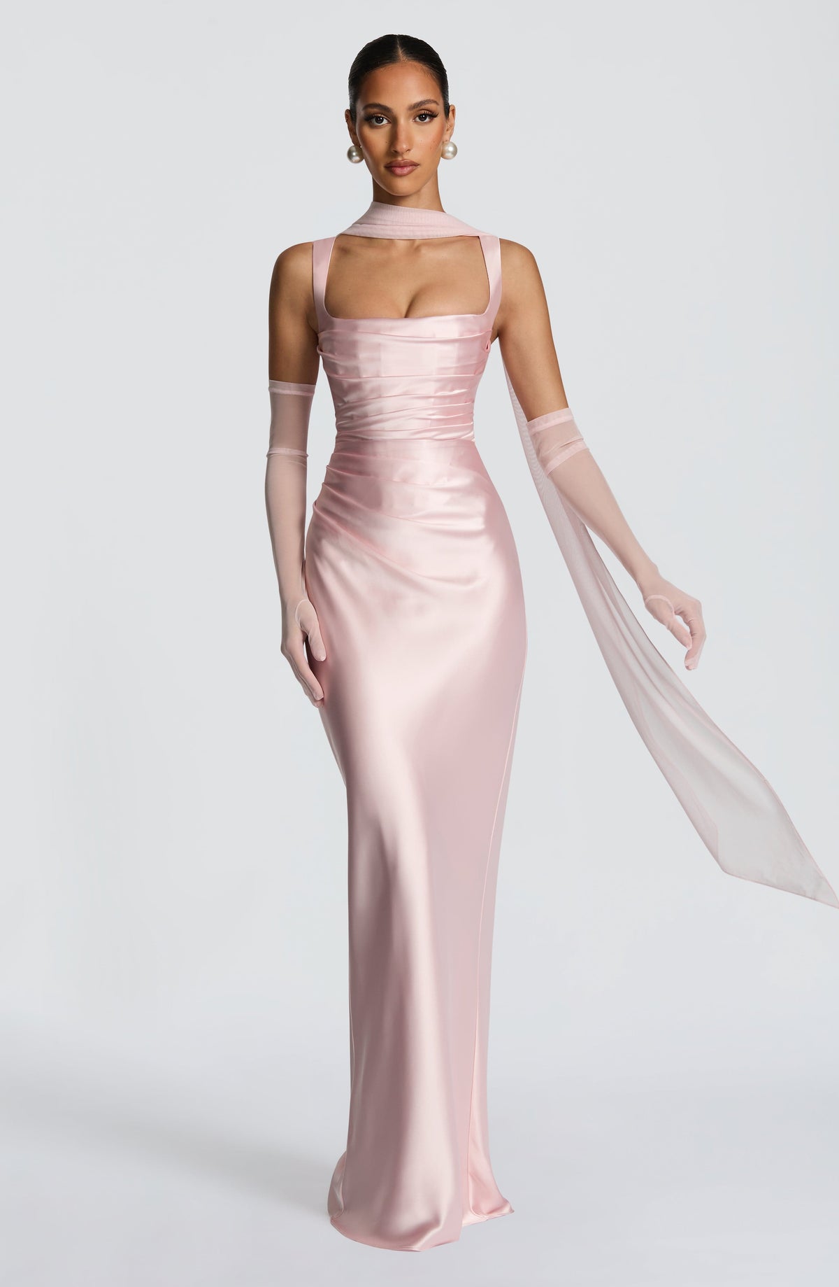 Robe longue Calanthe - Rose poudré