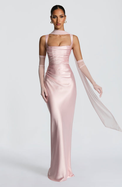 Robe longue Calanthe - Rose poudré