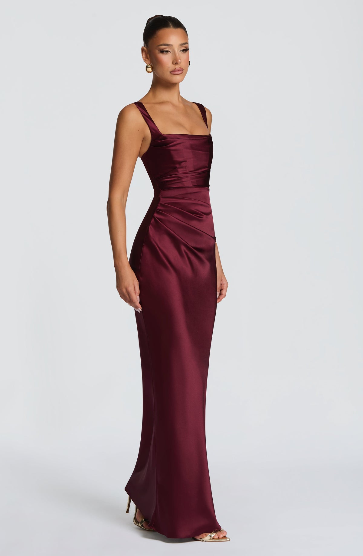 Robe longue Calanthe - Rouge cerise laqué