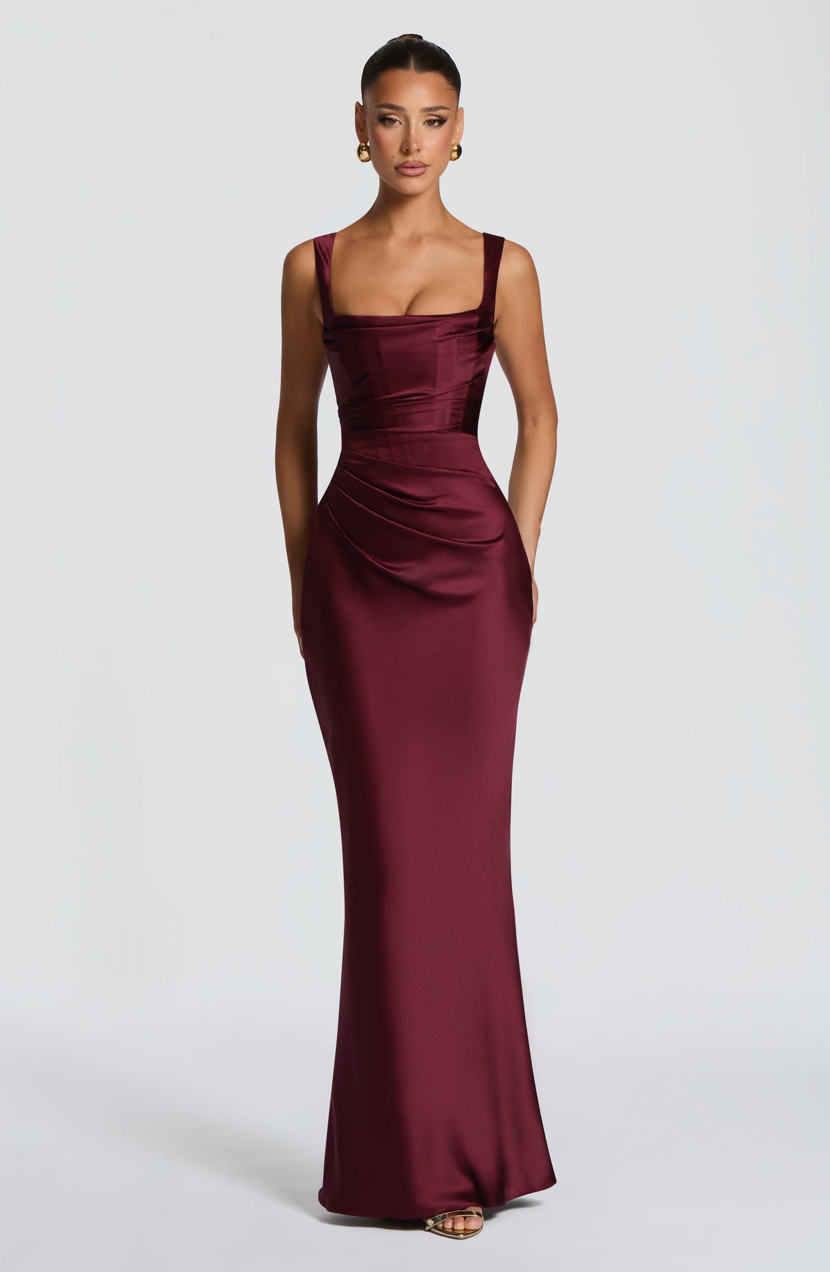Robe longue Calanthe - Rouge cerise laqué