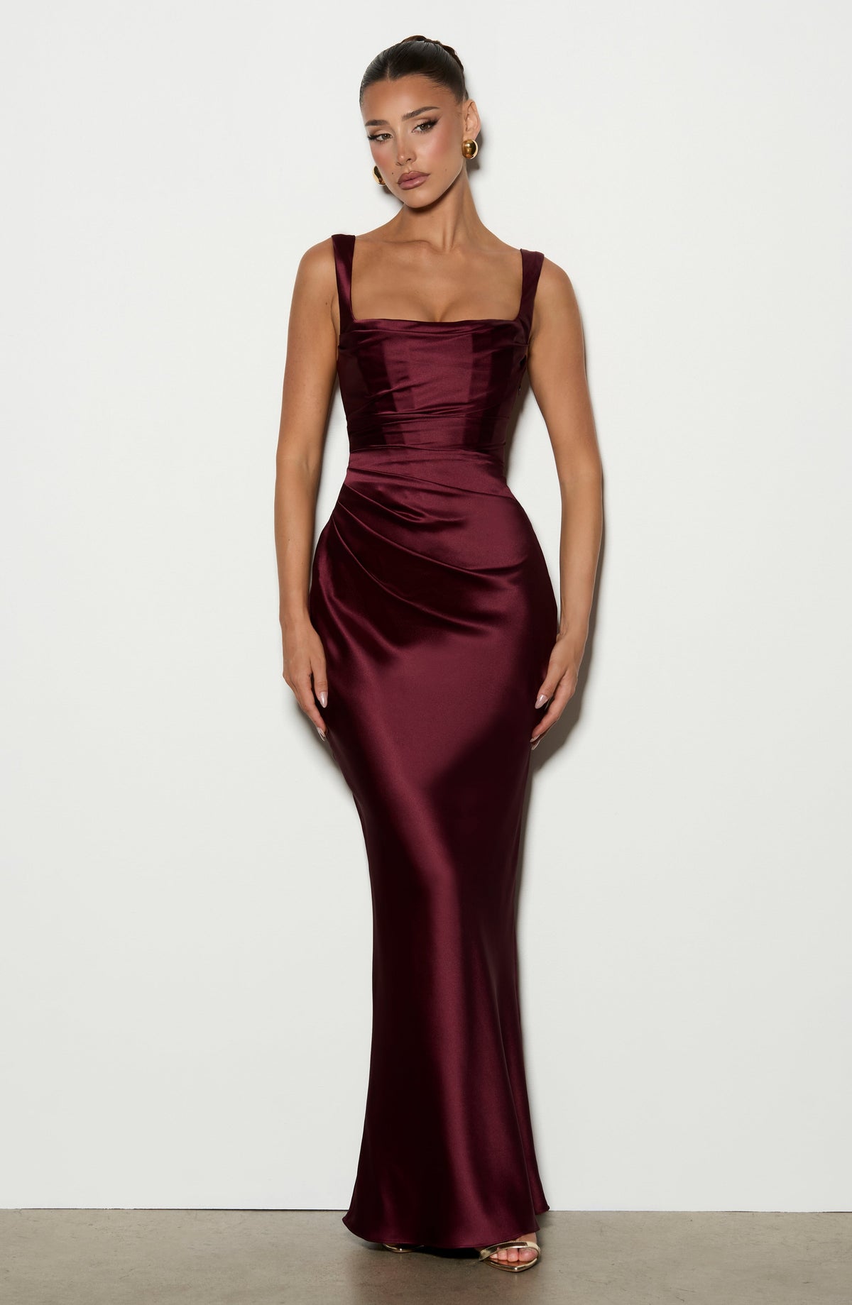 Robe longue Calanthe - Rouge cerise laqué