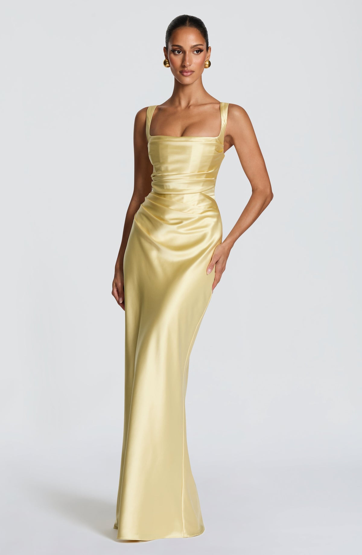 Robe longue Calanthe - Jaune citron