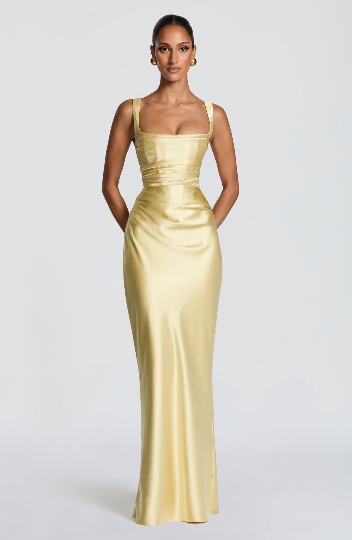 Robe longue Calanthe - Jaune citron