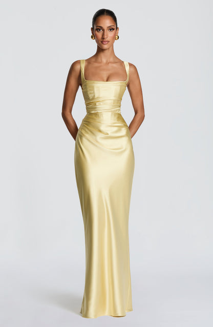 Robe longue Calanthe - Jaune citron