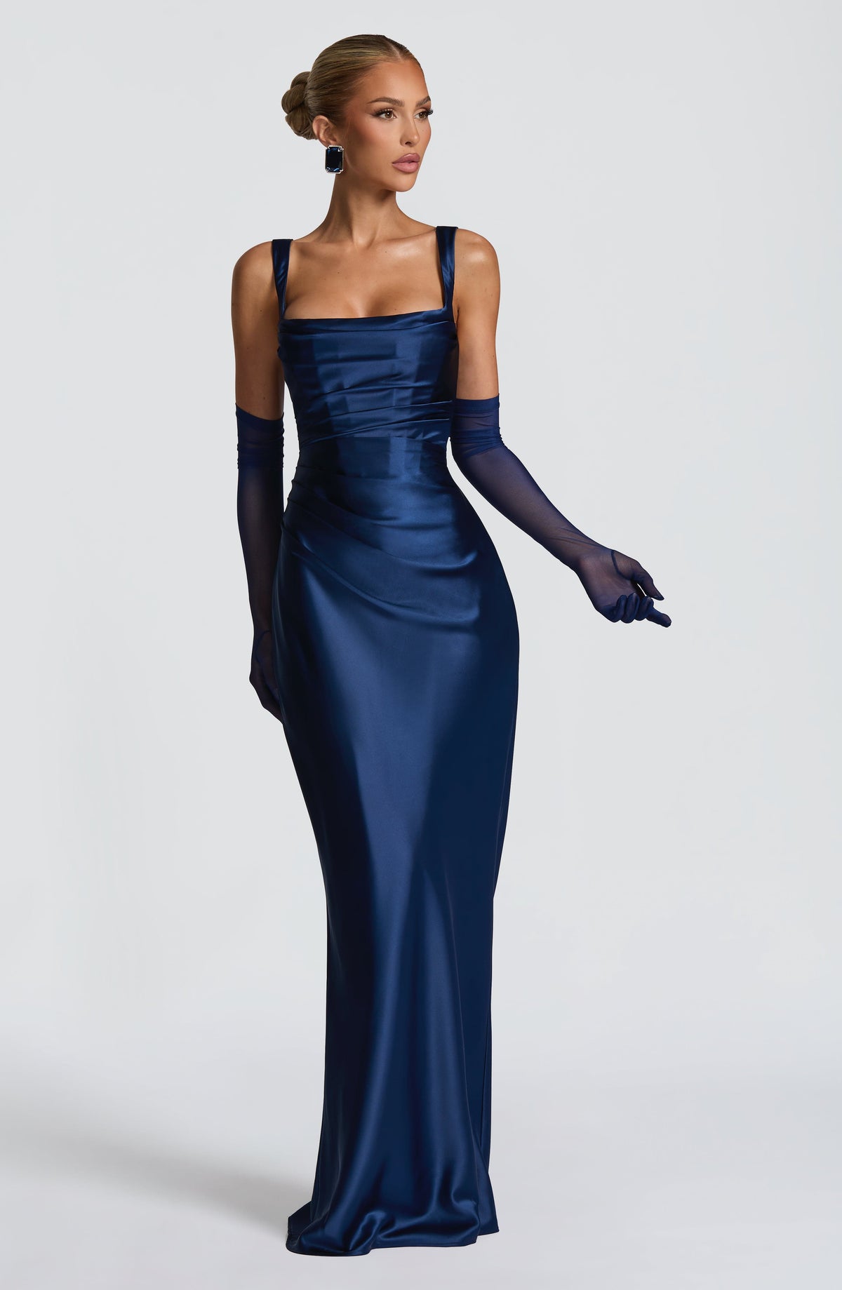 Robe longue Calanthe - Bleu marine