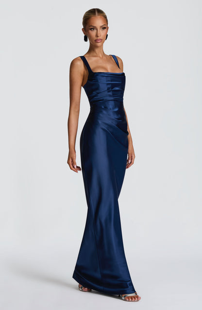 Robe longue Calanthe - Bleu marine